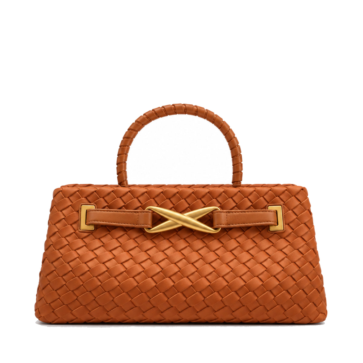 Elora Woven Tote Bag- brown