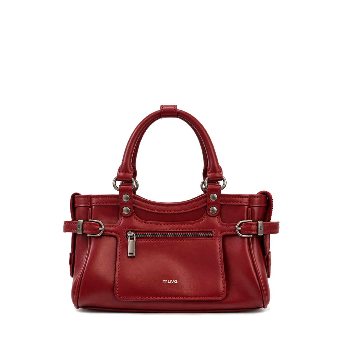 Crimson Buckle Satchel