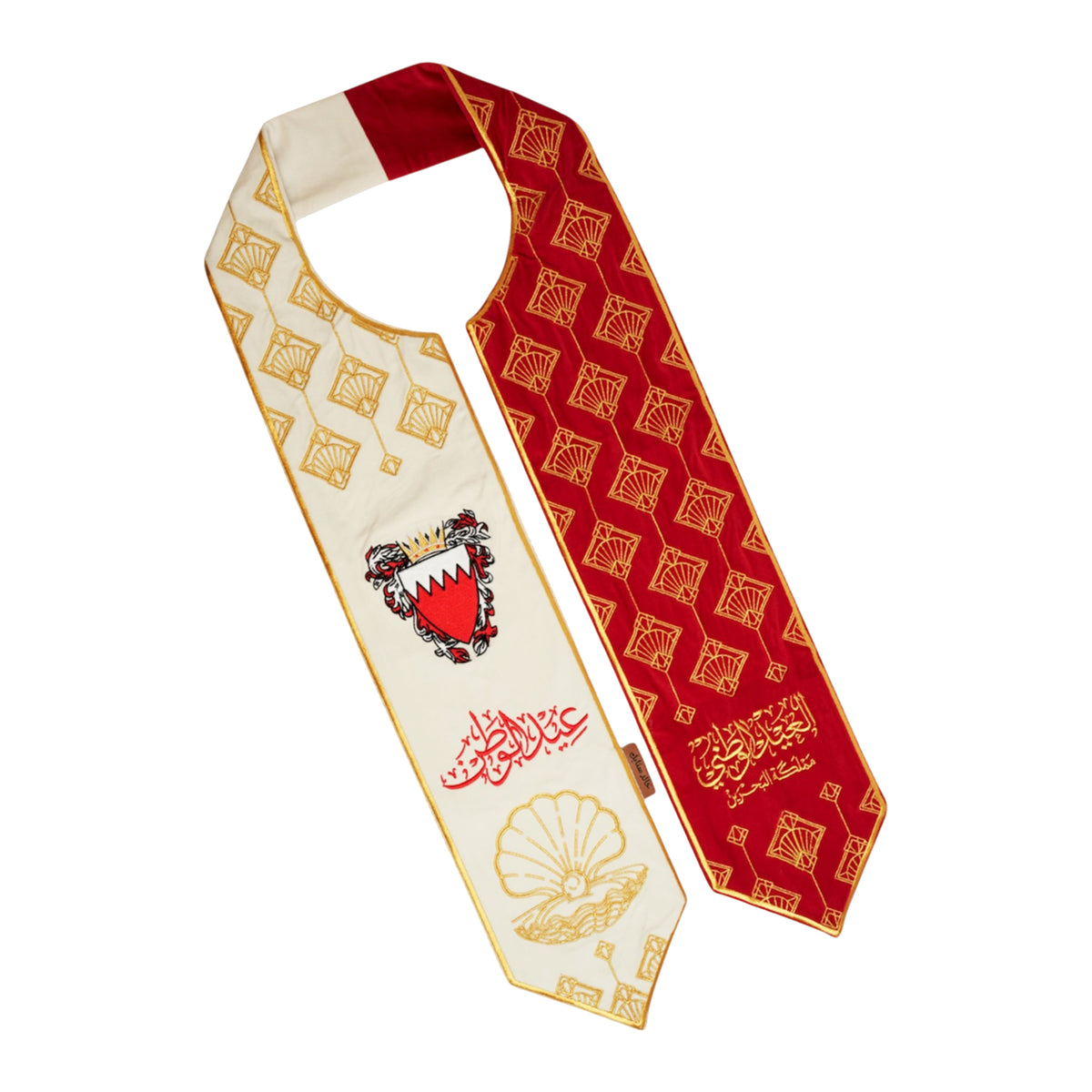 The Pearl Scarf is Red and White