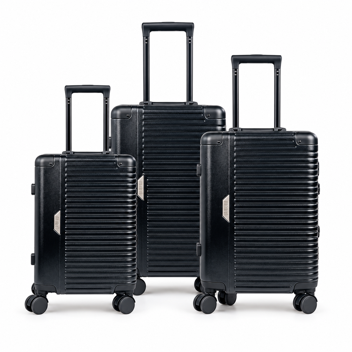 Levelo Travelo Aluminum Luggage Set – Metallic Black