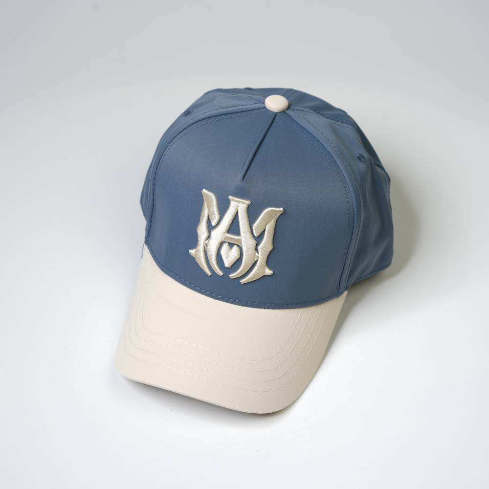 M Signature Cap- Dusty Blue- white